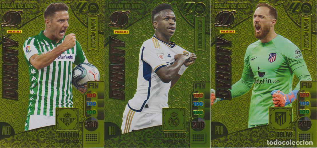 Cromos de F&uacute;tbol: 3 CROMOS JOAQU&Iacute;N, VINICIUS, OBLAK &ndash; ADRENALYN XL LALIGA 2024-25 DYNASTY