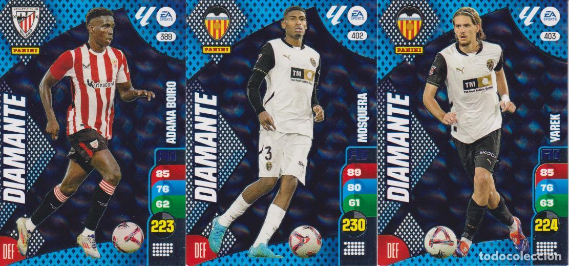 Cromos de F&uacute;tbol: 3 CROMOS ADAMA, MOSQUERA, VAREX &ndash; ADRENALYN XL LALIGA 2024-25 DIAMANTE