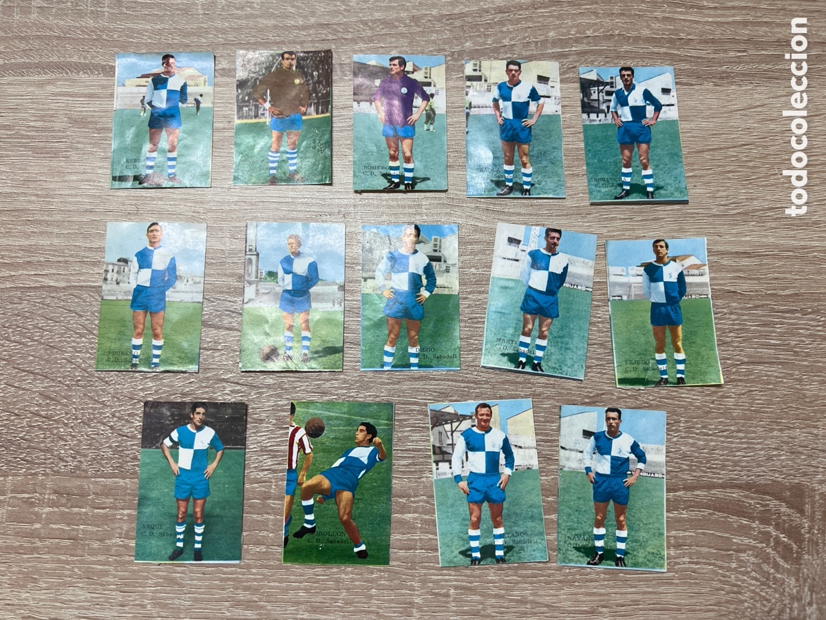 Cromos de F&uacute;tbol: 1965 C.D. SABADELL LOTE DE 14 CROMOS DESPEGADO DISGRA CAMPEONATO LIGA