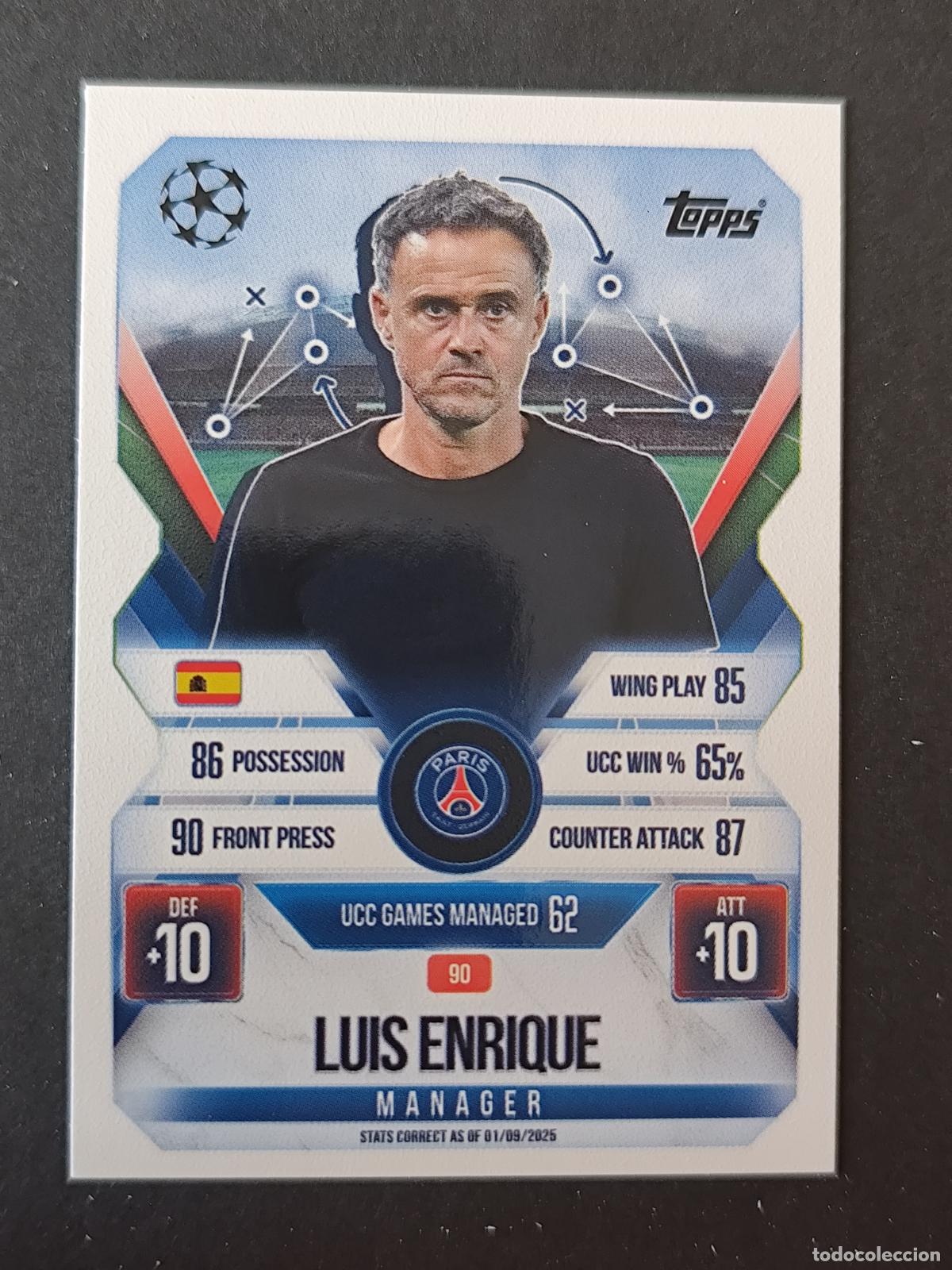 Cromos de Futebol: 90 LUIS ENRIQUE PARIS SAINT-GERMAIN PSG MANAGER MATCH ATTAX EXTRA 2025 2026 25 26 TOPPS