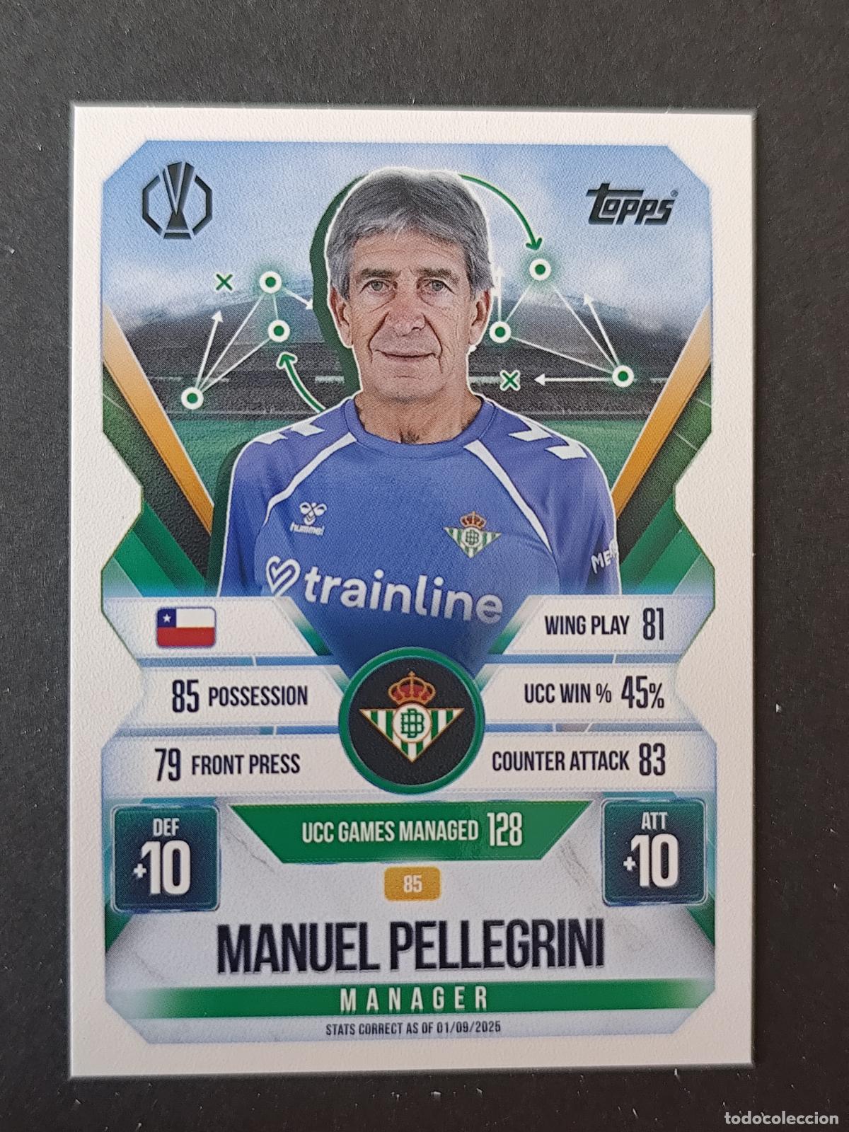 Cromos de Futebol: 85 MANUEL PELLEGRINI BETIS MANAGER MATCH ATTAX EXTRA 2025 2026 25 26 TOPPS
