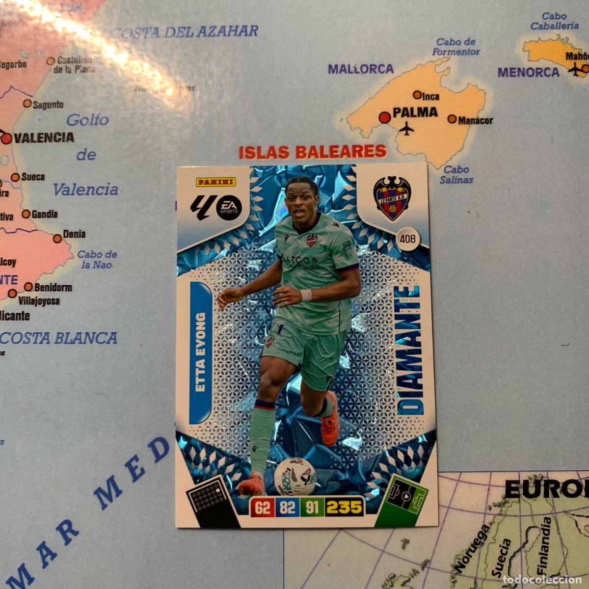 Cromos de F&uacute;tbol: Etta Eyong Diamante n&uacute;mero 408 del Levante cromo adrenalyn XL 25-26 2025-2026