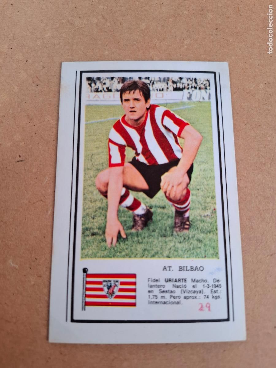 Football Stickers: CHOCOLATES CHOBIL - FOTO DEPORTE - LIGA 1972 1973 72 73 - URIARTE - ATH. BILBAO ( NUNCA PEGADO )