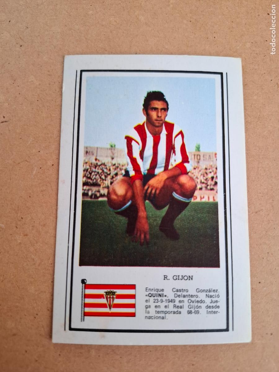 Cromos de F&uacute;tbol: CHOCOLATES CHOBIL - FOTO DEPORTE - LIGA 1972 1973 72 73 - QUINI - SP. GIJ&Oacute;N ( NUNCA PEGADO )