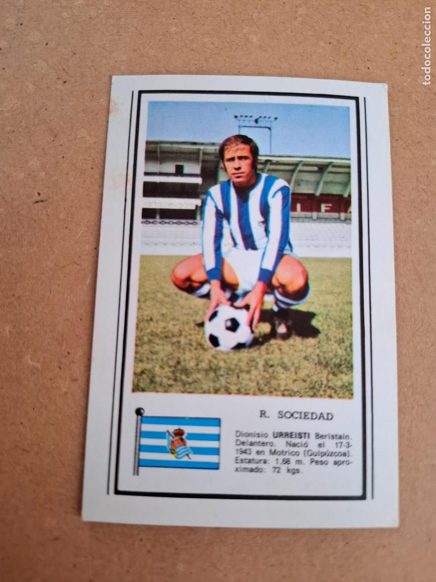 Figurine di Calcio: CHOCOLATES CHOBIL - FOTO DEPORTE - LIGA 1972 1973 72 73 - URREISTI - R. SOCIEDAD ( NUNCA PEGADO )