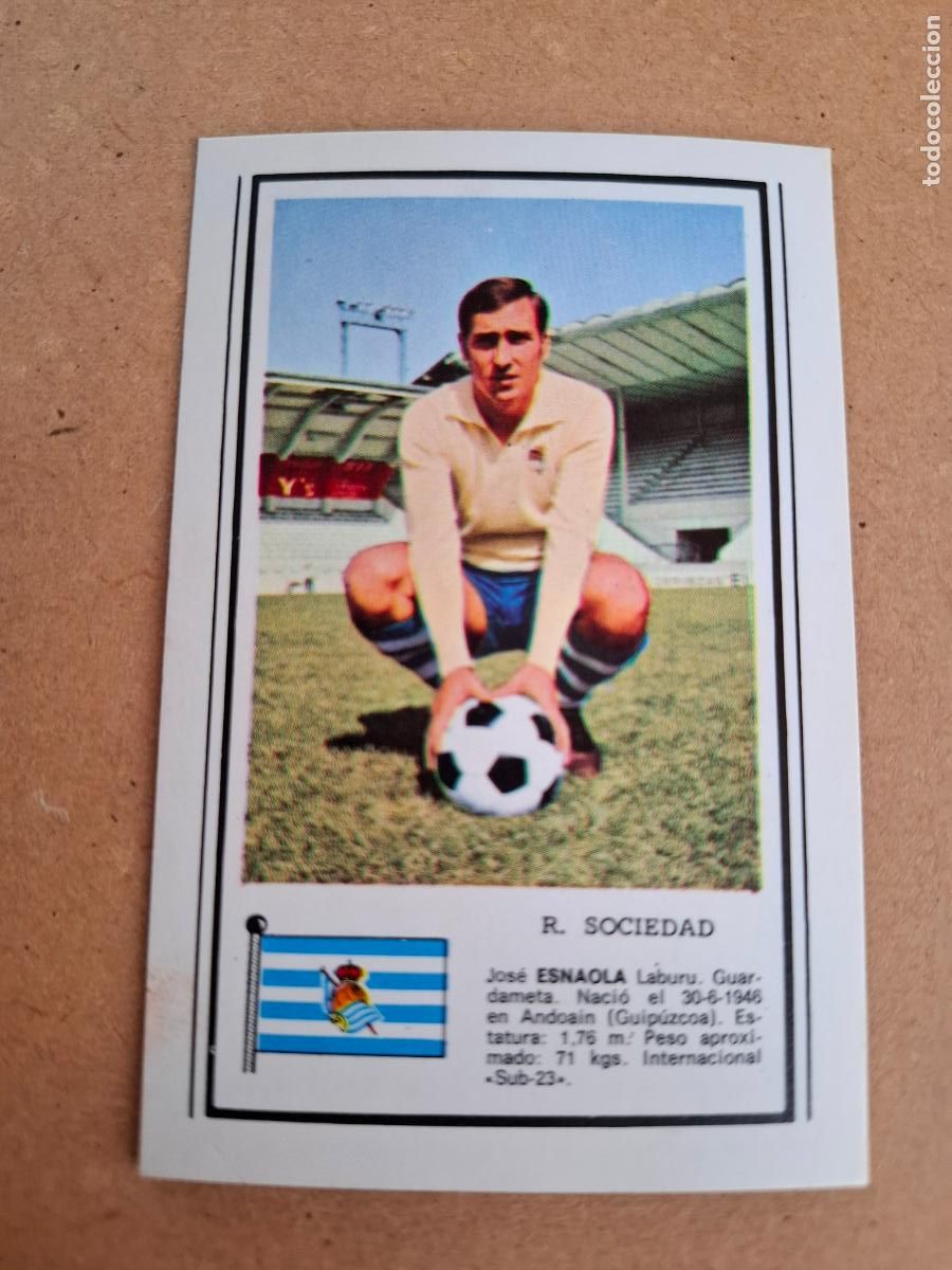 Cartes &agrave; collectionner de Football: CHOCOLATES CHOBIL - FOTO DEPORTE - LIGA 1972 1973 72 73 - ESNAOLA - R. SOCIEDAD ( NUNCA PEGADO )