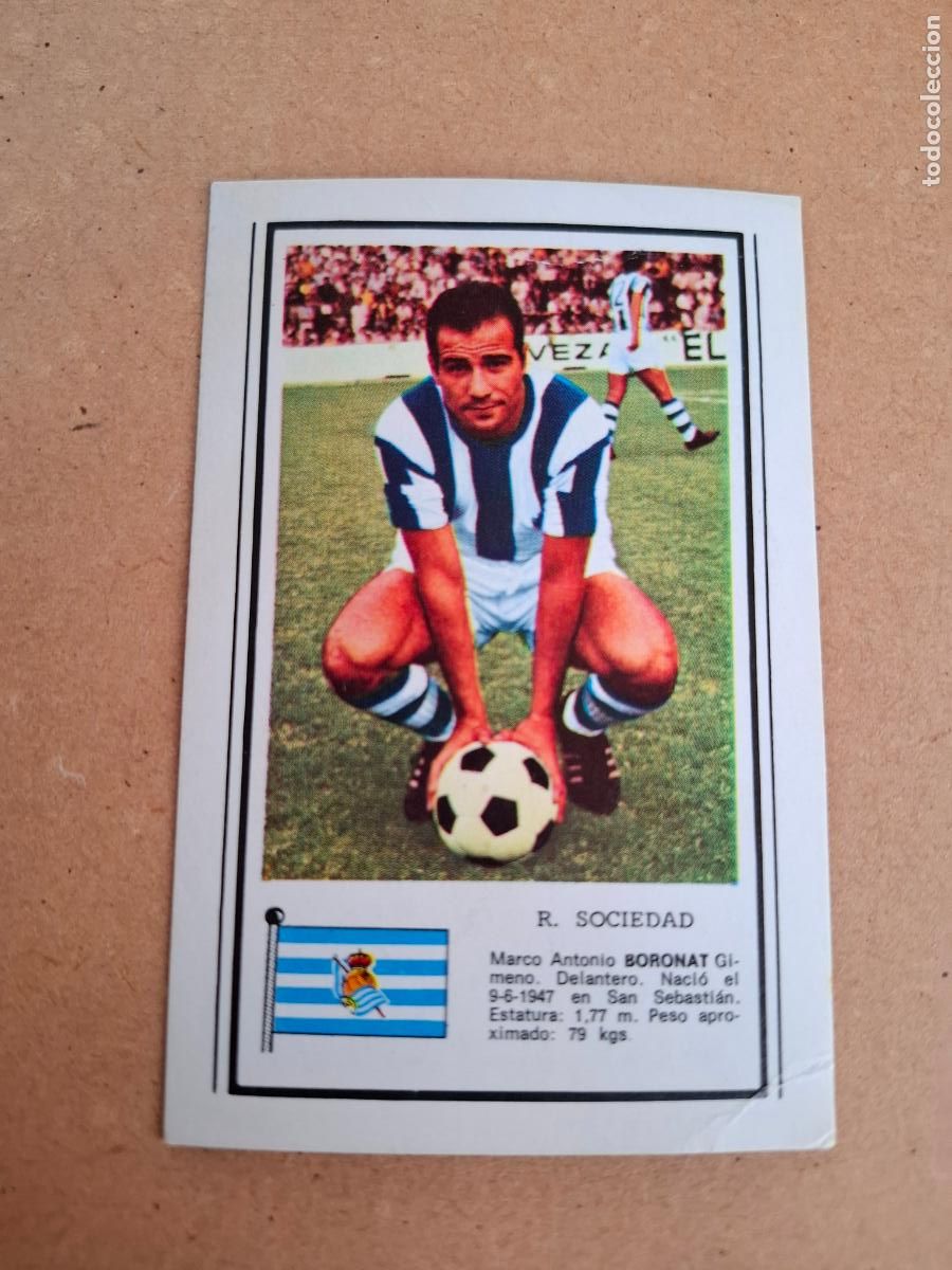 Cartes &agrave; collectionner de Football: CHOCOLATES CHOBIL - FOTO DEPORTE - LIGA 1972 1973 72 73 - BORONAT - R. SOCIEDAD ( NUNCA PEGADO )