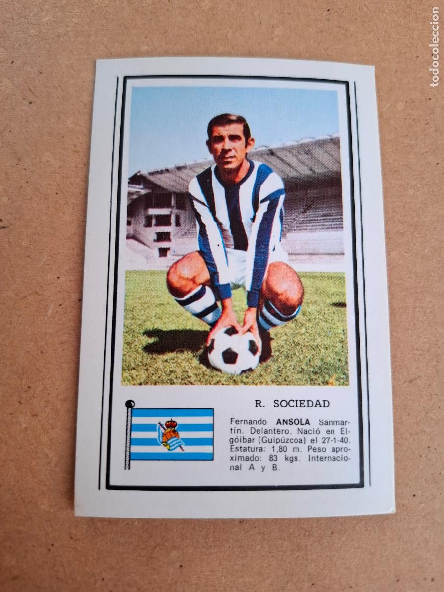 Cartes &agrave; collectionner de Football: CHOCOLATES CHOBIL - FOTO DEPORTE - LIGA 1972 1973 72 73 - ANSOLA - R. SOCIEDAD ( NUNCA PEGADO )