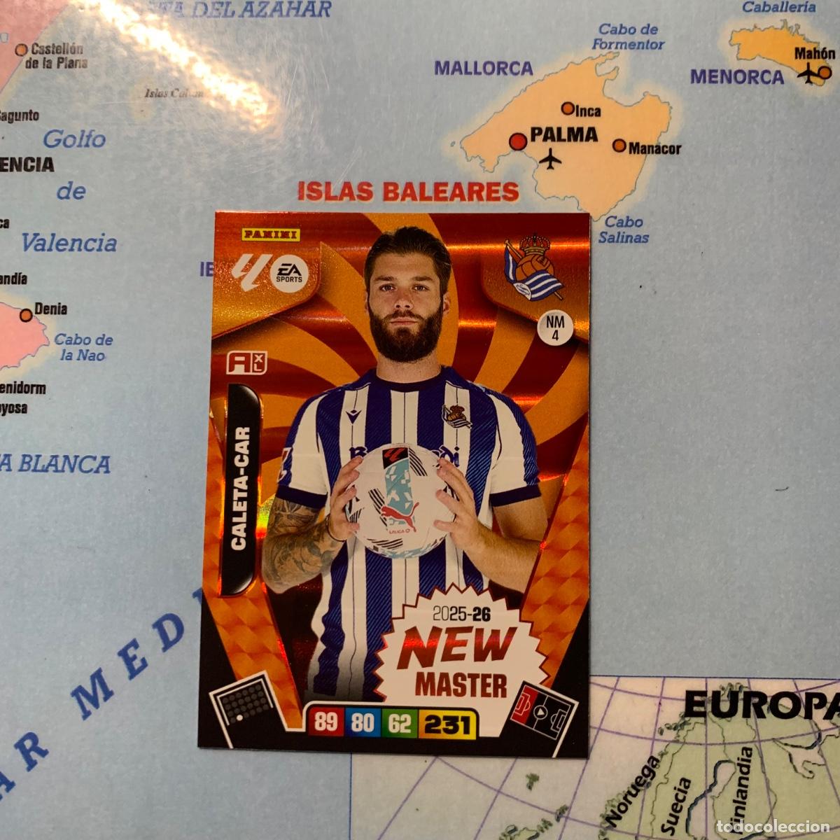 Cromos de F&uacute;tbol: Caleta-Car New Master n&uacute;mero 4 de la Real Sociedad cromo adrenalyn XL 25-26 2025-2026
