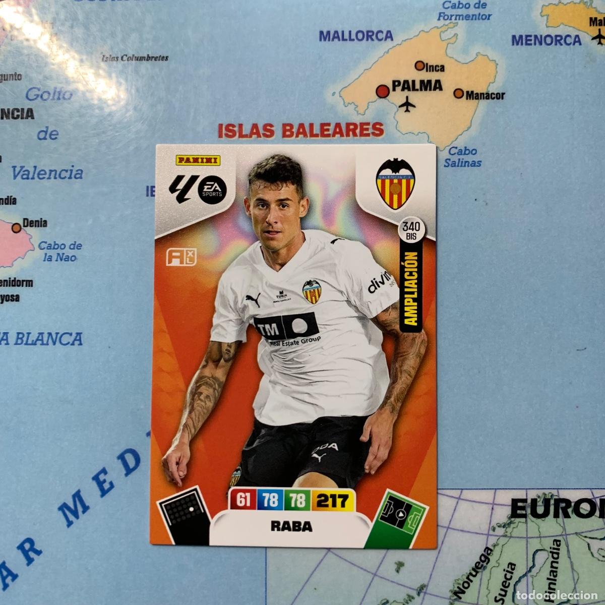 Cromos de F&uacute;tbol: Raba ampliacion n&uacute;mero 340 Bis Del Valencia cromo adrenalyn XL 25-26 2025-2026