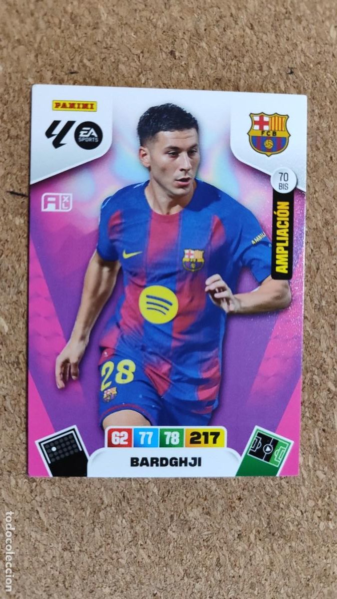 Cartes &agrave; collectionner de Football: ADRENALYN XL LA 25/26 CARD AMPLIACION BARDGHJI FC BARCELONA # 70 BIS PANINI
