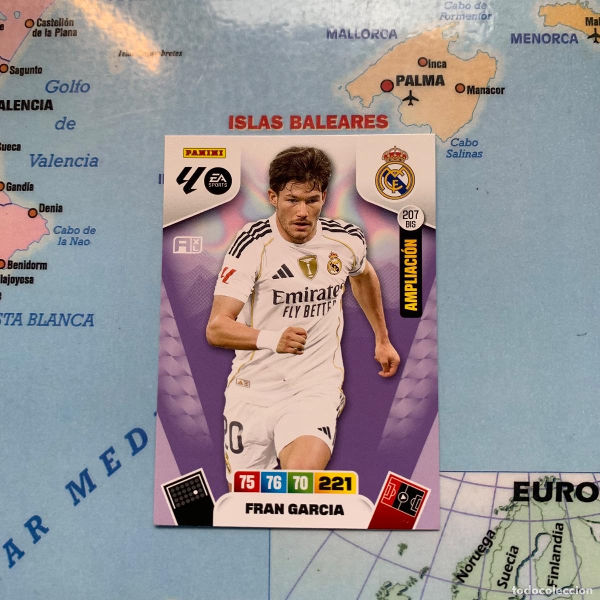 Football Stickers: Fran Garc&iacute;a ampliaci&oacute;n n&uacute;mero 207 Bis Del Real Madrid cromo adrenalyn XL 25-26 2025-2026