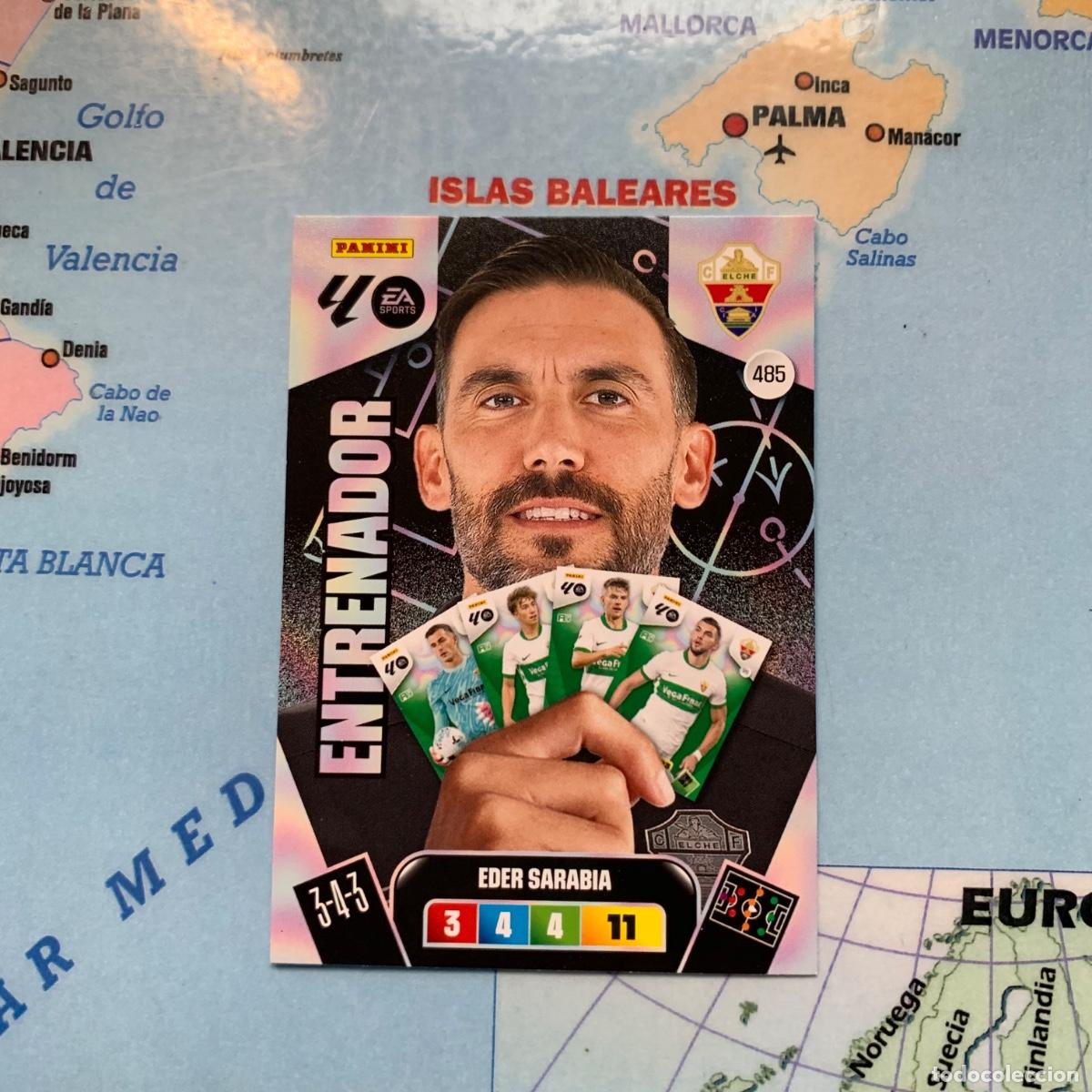 Cromos de f&uacute;tbol: Eder Sarabia entrenador n&uacute;mero 485 del Elche cromo adrenalyn XL 25-26 2025-2026