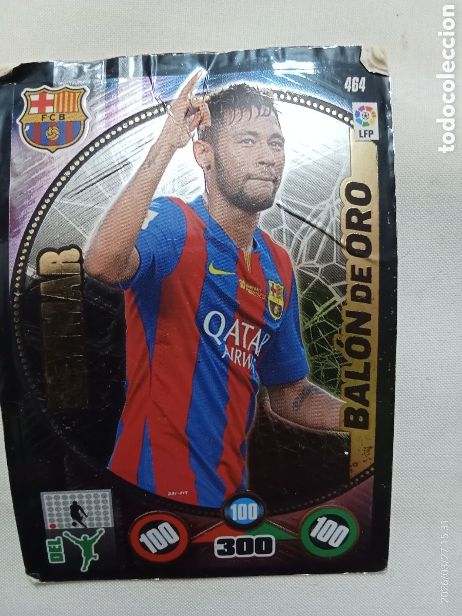 Cartes &agrave; collectionner de Football: Cromos de f&uacute;tbol card Neymar bal&oacute;n de oro Adrenalyn liga 2014-2015