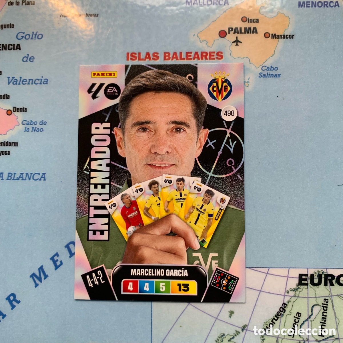 Cromos de f&uacute;tbol: Marcelino Garc&iacute;a entrenador n&uacute;mero 498 Del Villarreal cromo adrenalyn XL 25-26 2025-2026