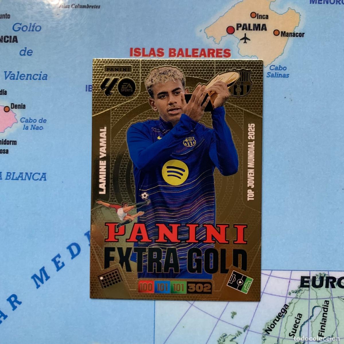 Cromos de F&uacute;tbol: Lamine Yamal Panini Extra Gold del Barcelona cromo adrenalyn XL 25-26 2025-2026