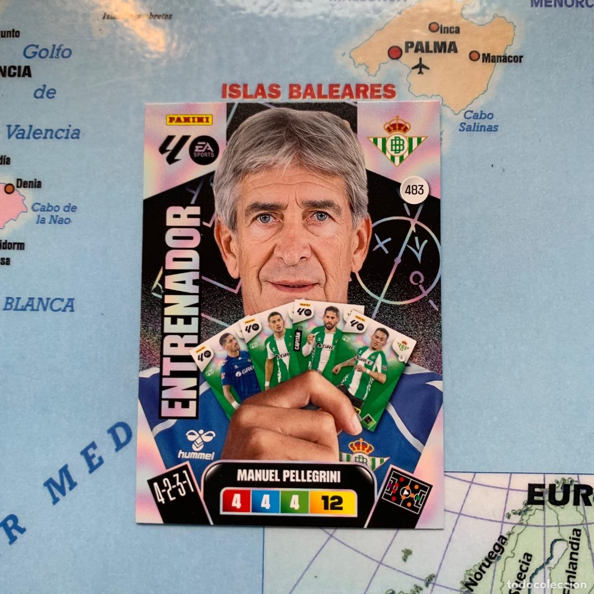 Cromos de f&uacute;tbol: Pellegrini entrenador n&uacute;mero 483 del Betis cromo adrenalyn XL 25-26 2025-2026