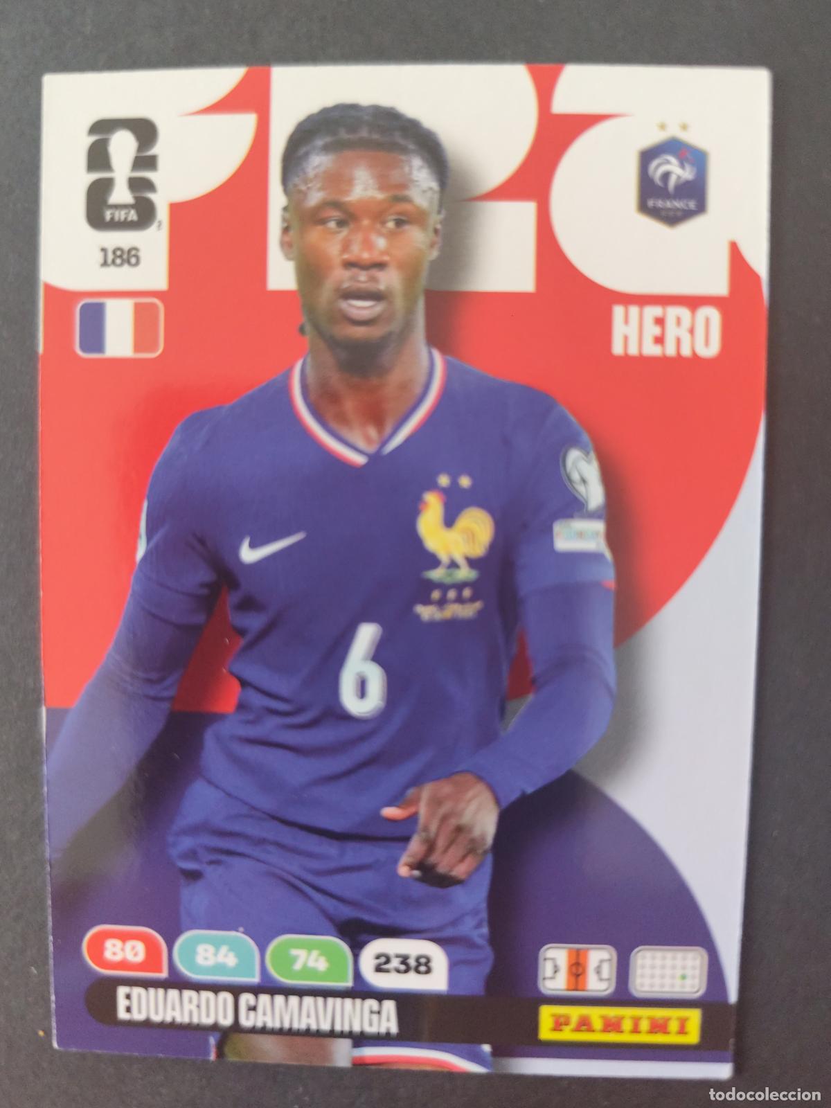 Cartes &agrave; collectionner de Football: 186 EDUARDO CAMAVINGA FRANCIA ADRENALYN MUNDIAL FIFA WORLD CUP 2026 PANINI