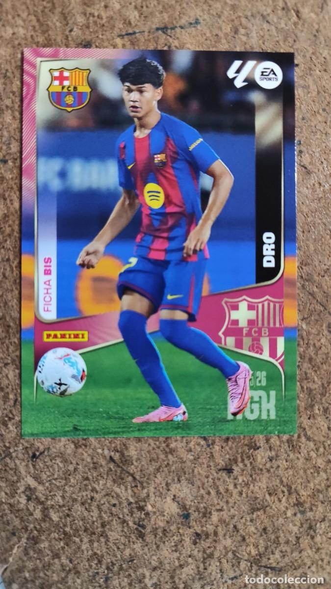 Cromos de F&uacute;tbol: 2&ordf; EDICION MEGACRACKS 25/26 CARD FICHA BIS ROOKIE DRO FC BARCELONA # 82BIS PANINI
