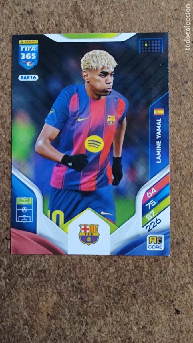 Cromos de F&uacute;tbol: ADRENALYN XL FIFA 365 2026 CARD BASIC LAMINE YAMAL FC BARCELONA # BAR16 PANINI