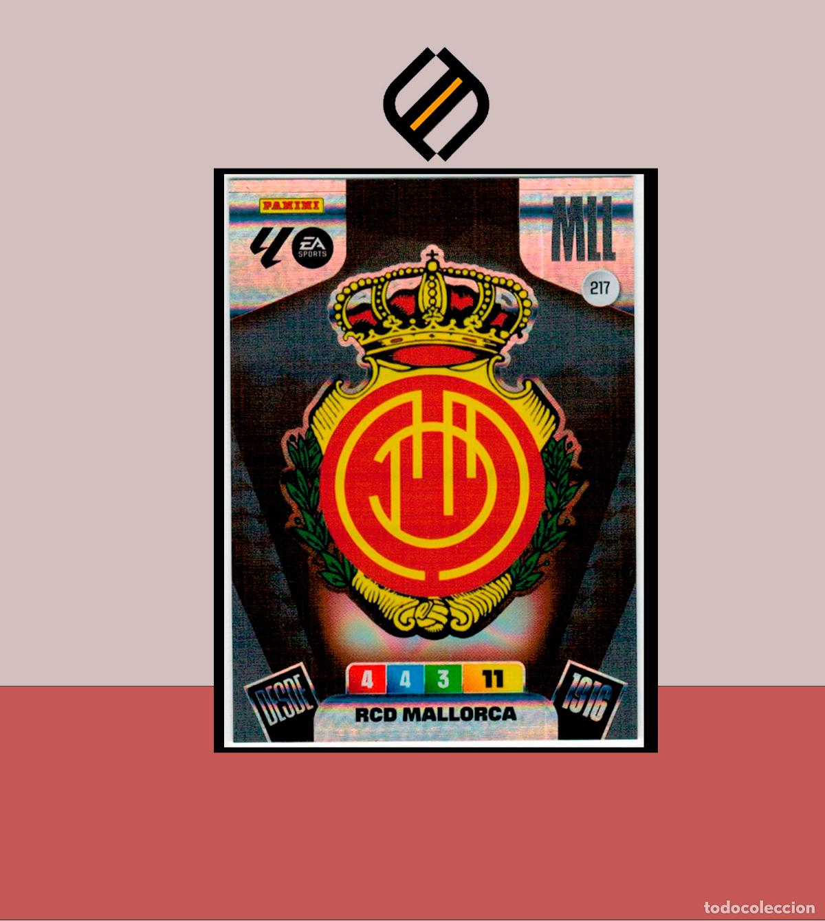 Cromos de F&uacute;tbol: ADRENALYN XL 2025 2026 PANINI N&ordm; 217 ESCUDO RCD MALLORCA CARD ALBUM COLECCI&Oacute;N LIGA