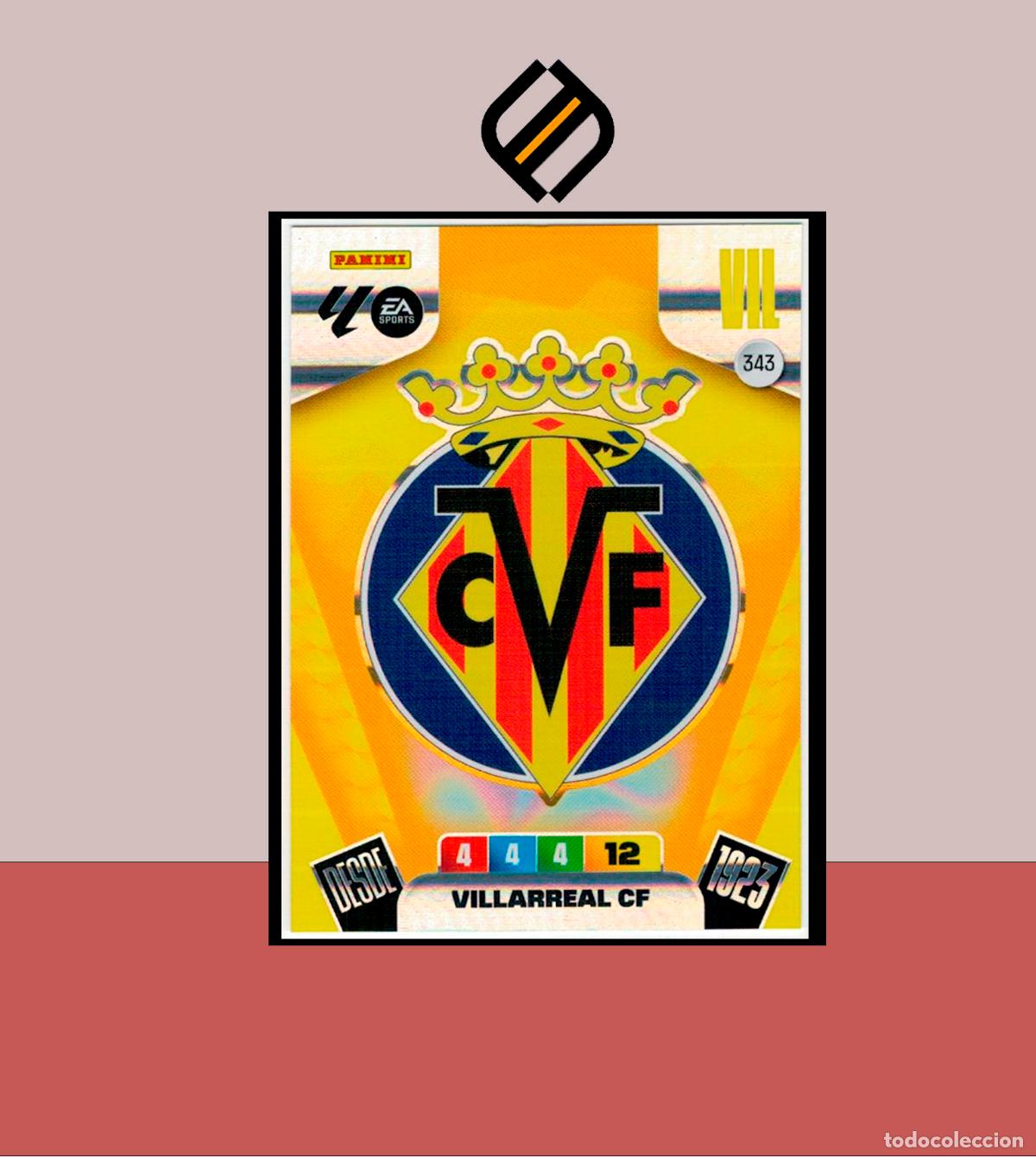 Cromos de F&uacute;tbol: ADRENALYN XL 2025 2026 PANINI N&ordm; 343 ESCUDO VILLARREAL CARD ALBUM COLECCI&Oacute;N LIGA