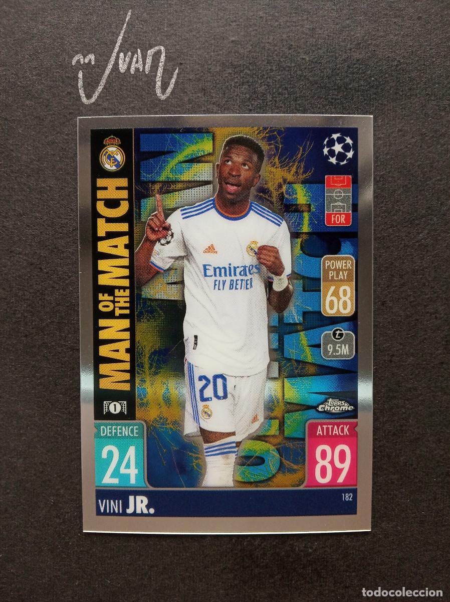 Cromos de F&uacute;tbol: N&ordm; 182 MAN MATCH VINI JR REAL MADRID BRASIL ⚽ TOPPS &reg; CHROME ATTAX CHAMPIONS 2021 2022 21 22 NUEVO