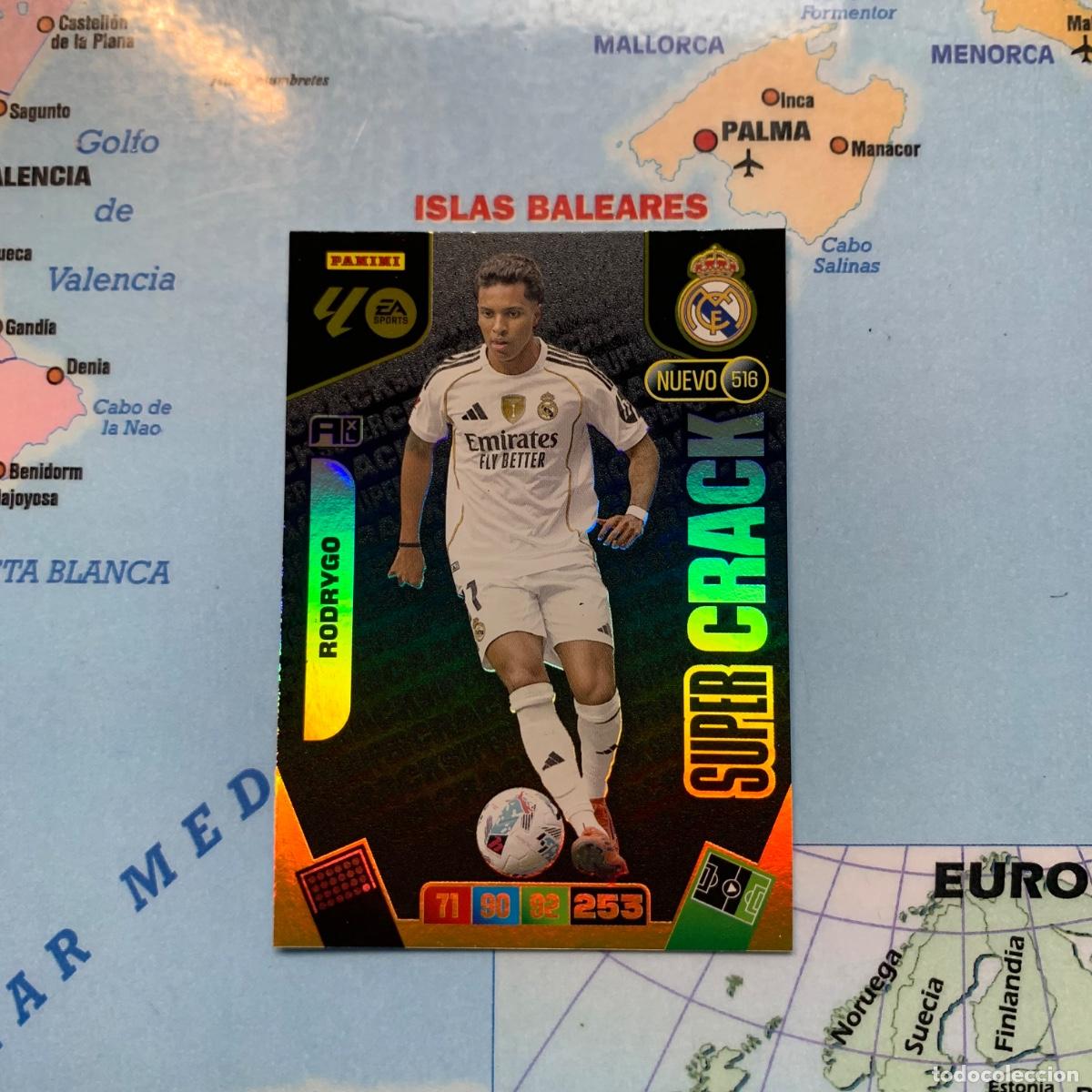 Cromos de F&uacute;tbol: Rodrygo nuevo S&uacute;per Cracks n&uacute;mero 516 Del Real Madrid cromo adrenalyn XL 25-26 2025-2026