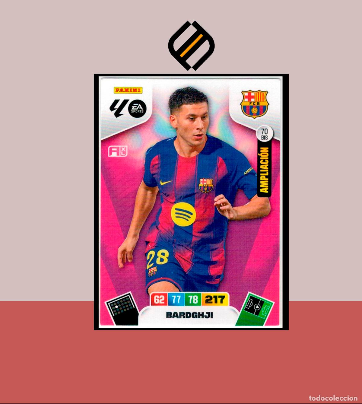 Cromos de F&uacute;tbol: ADRENALYN XL 2025 2026 PANINI N&ordm; 70 BIS BARDGHJI BARCELONA BAR&Ccedil;A AMPLIACI&Oacute;N CARD BOX PLATINUM
