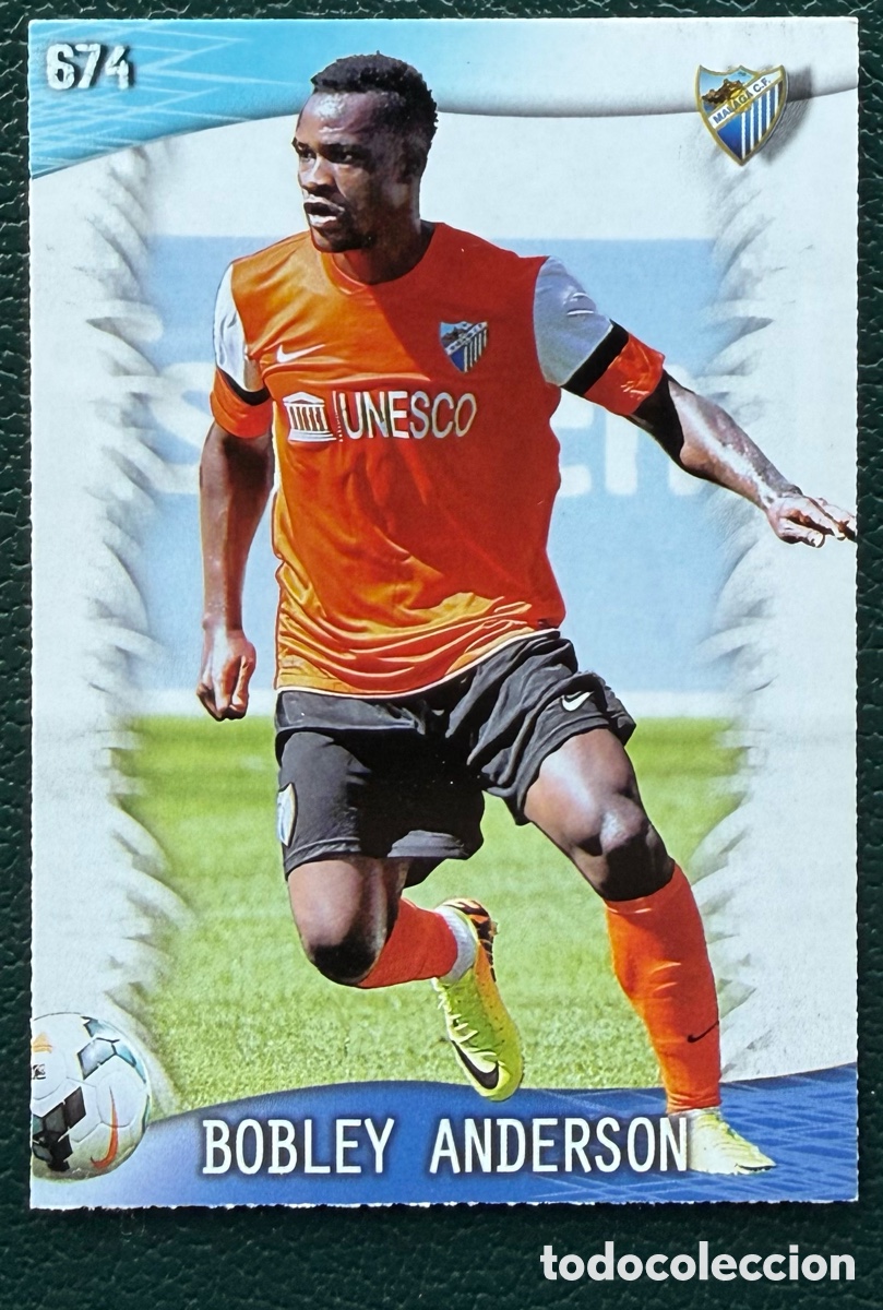 Cromos de F&uacute;tbol: 674 BOBLEY ANDERSON MALAGA CF FICHAS ALBUM MUNDICROMO 2013 2014 13 14