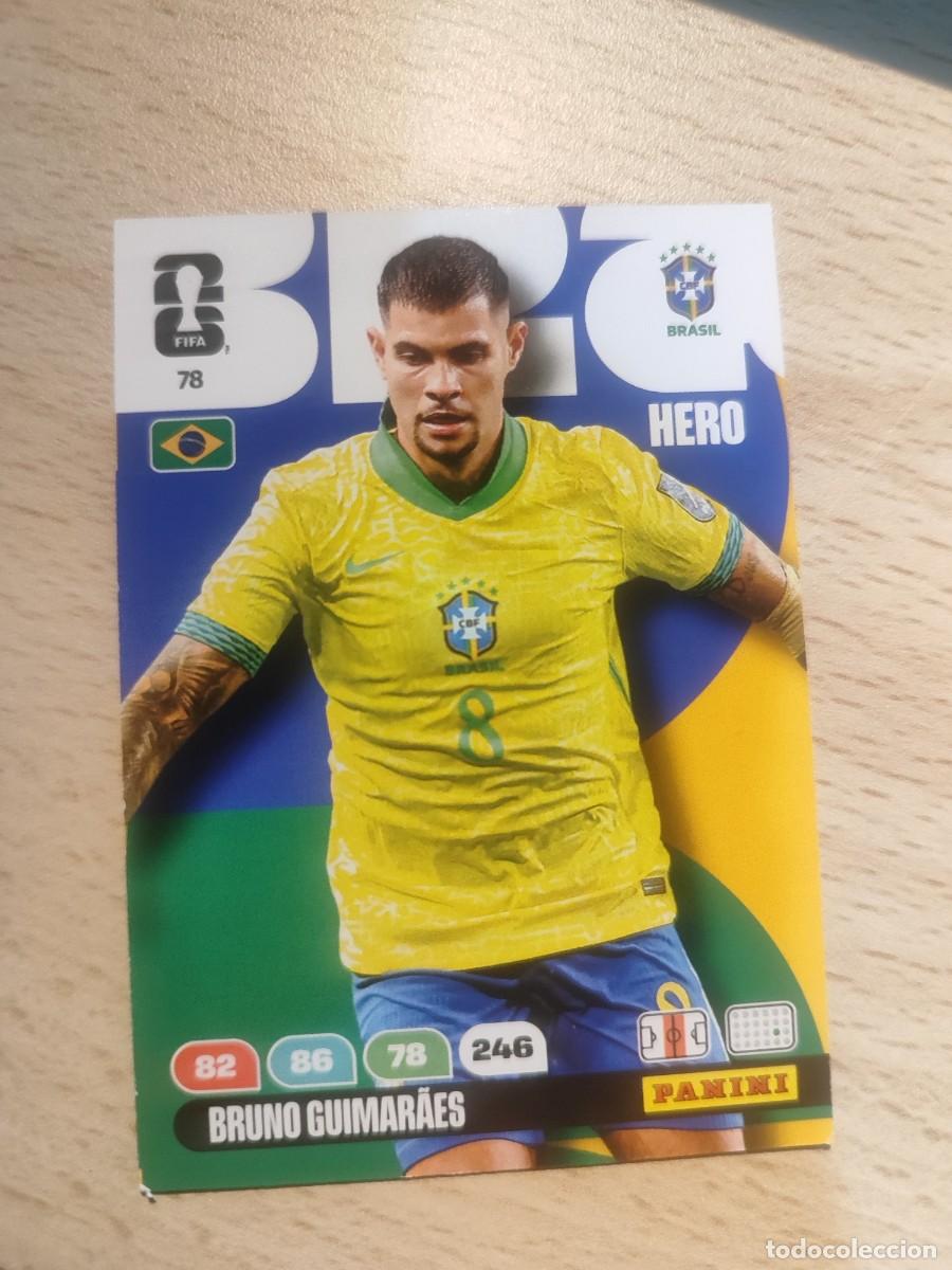 Cromos de F&uacute;tbol: 78 WORLD CUP 2026 BRUNO GUIMAR&Atilde;ES BRASIL HERO ADRENALYN MUNDIAL PANINI 26