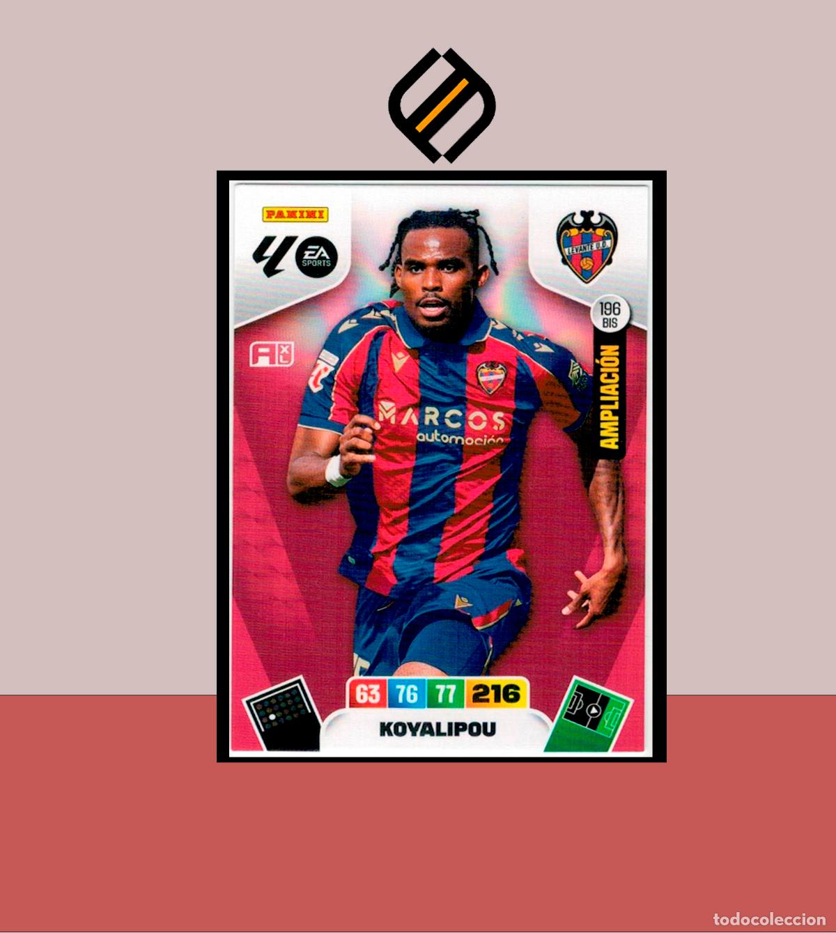 Cromos de F&uacute;tbol: ADRENALYN XL 2025 2026 PANINI N&ordm; 196 BIS KOYALIPOU LEVANTE AMPLIACI&Oacute;N CARD BOX SERIE ORO