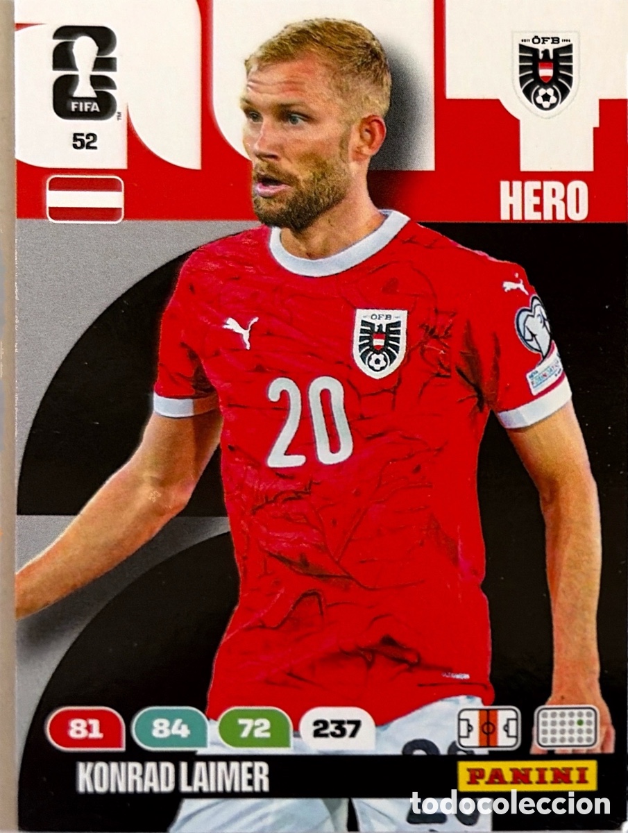 Fu&szlig;ball-Sticker: 52.- KONRAD LAIMER (AUSTRIA) ADRENALYN XL MUNDIAL 2026 (PANINI)