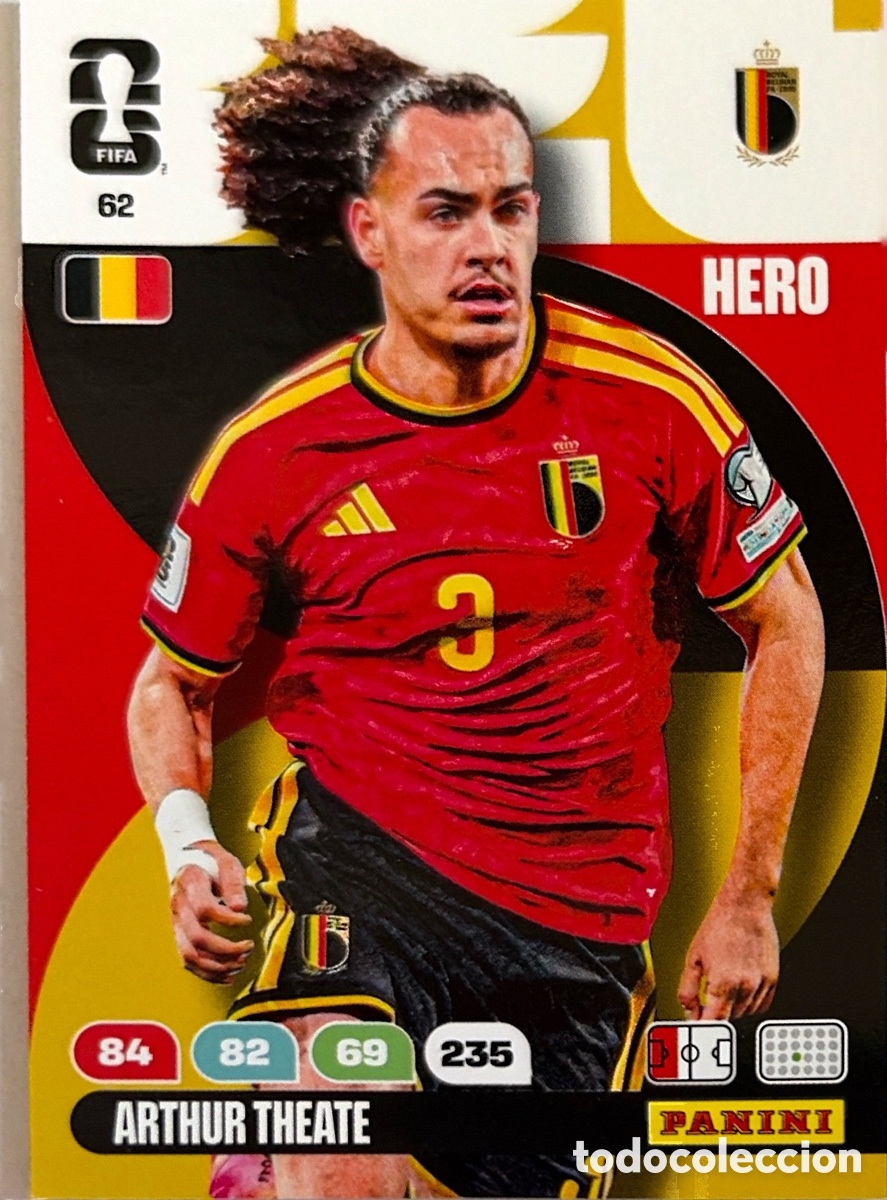 Cromos de F&uacute;tbol: 62.- ARTHUR THEATE (BELGICA) ADRENALYN XL MUNDIAL 2026 (PANINI)