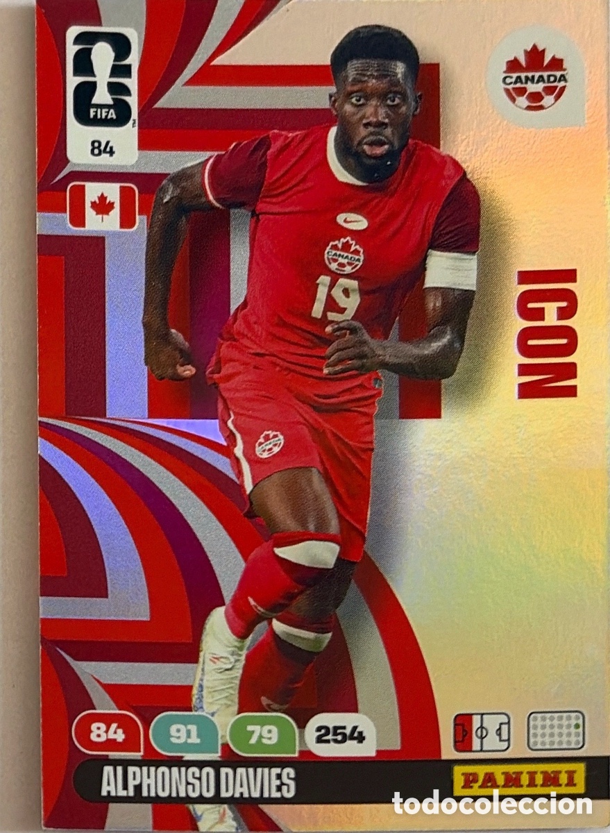 Cromos de F&uacute;tbol: 84.- ALPHONSO DAVIES -ICON- (CANADA) ADRENALYN XL MUNDIAL 2026 (PANINI)