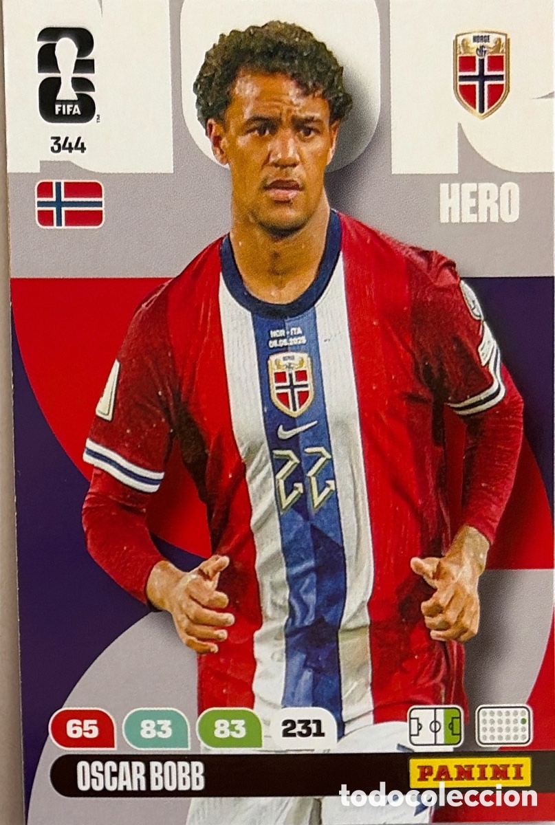 Cromos de F&uacute;tbol: 344.- OSCAR BOBB (NORUEGA) ADRENALYN XL MUNDIAL 2026 (PANINI)