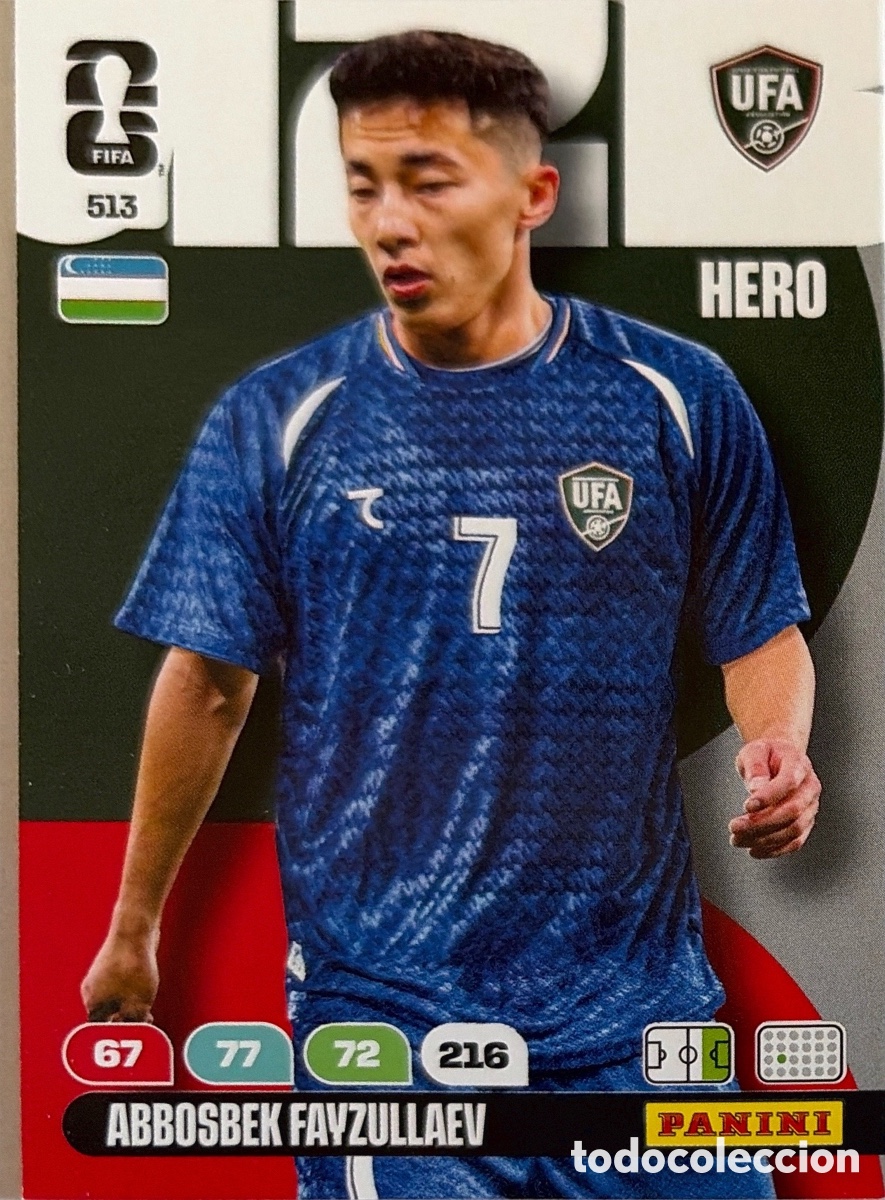 Figurine di Calcio: 513.- ABBOSBEK FAVZULLAEV (UZBEKISTAN) ADRENALYN XL MUNDIAL 2026 (PANINI)