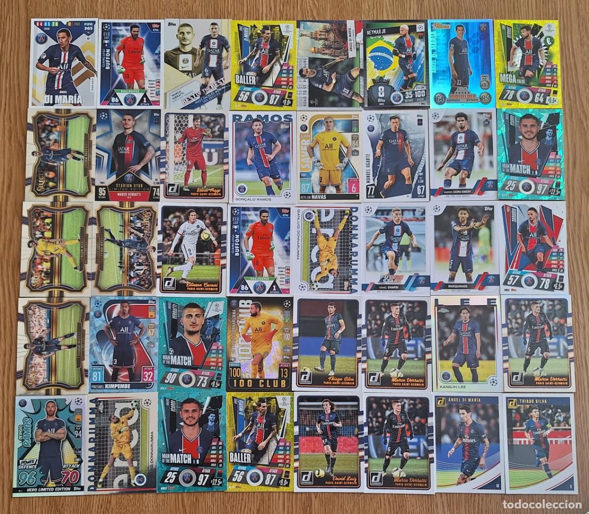 Cromos de F&uacute;tbol: Lote 40 cards Paris Saint-Germain PSG Soccer Topps Panini Neymar Verratti Ramos Zaire