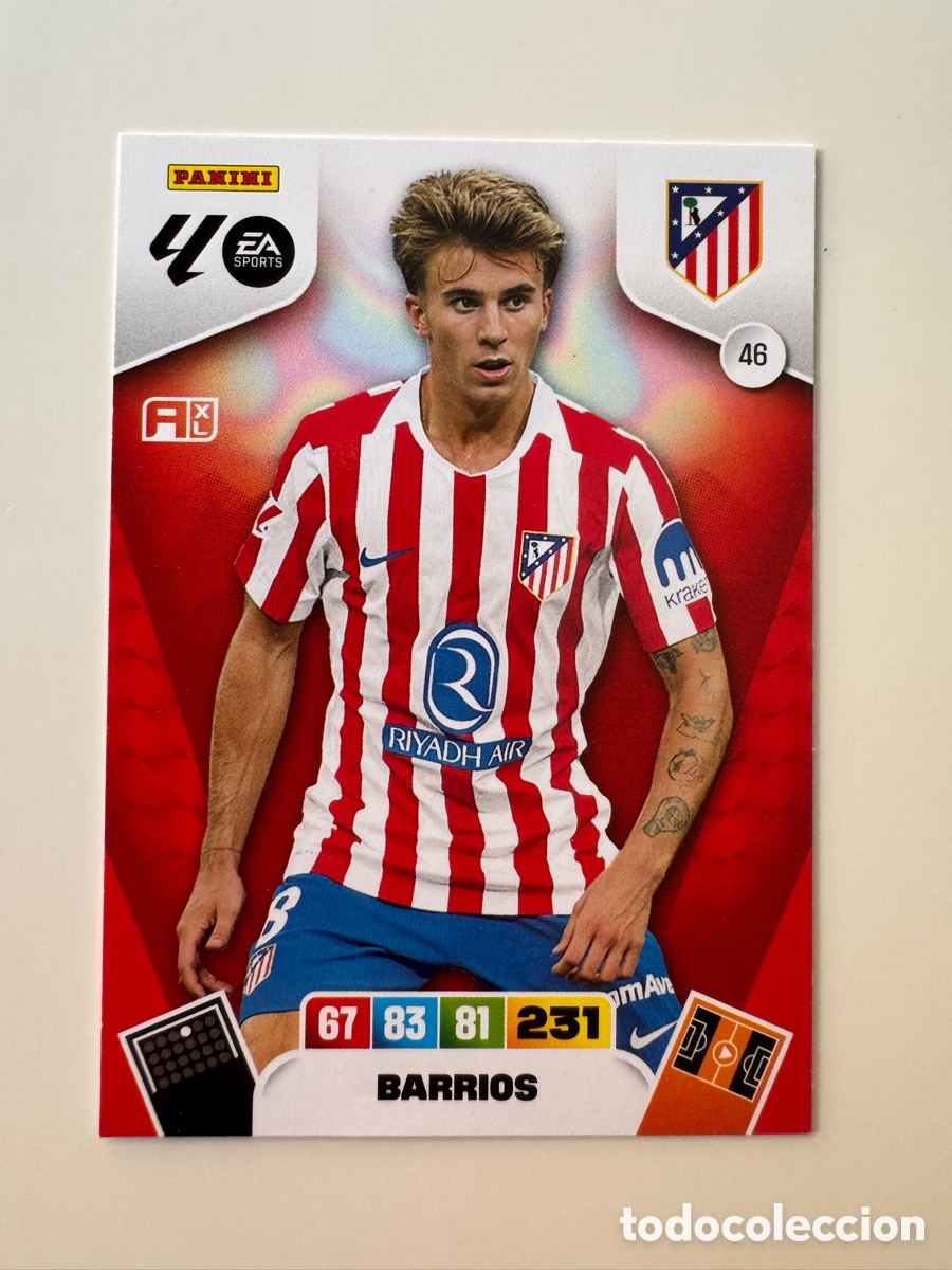 Cromos de F&uacute;tbol: PANINI ADRENALYN XL LIGA 2025-2026 25-26 &ndash; BARRIOS N&ordm; 46 &ndash; Pablo Barrios Atl&eacute;tico de Madrid