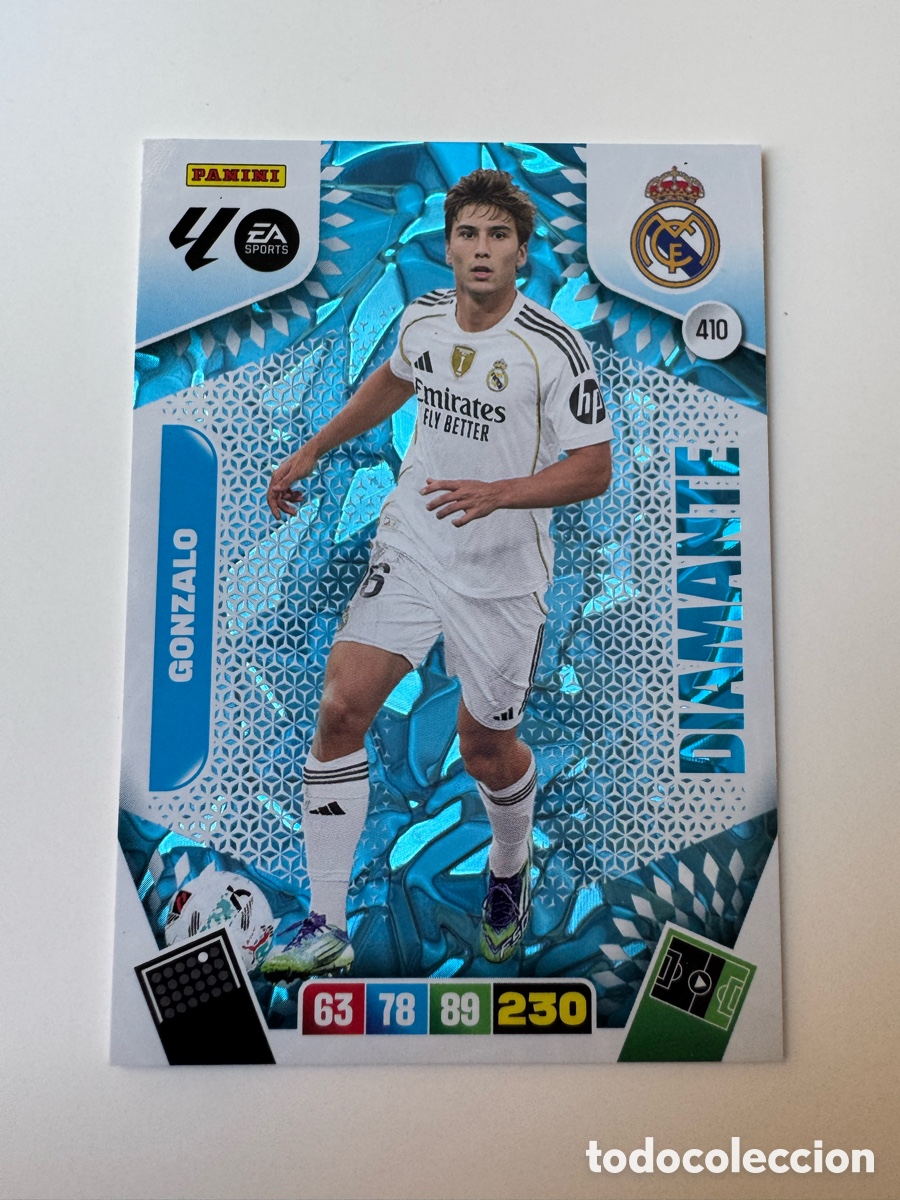 Cromos de F&uacute;tbol: PANINI ADRENALYN XL LIGA EA SPORTS 2025-2026 25-26 &ndash; DIAMANTE N&ordm; 410 &ndash; Gonzalo Garc&iacute;a Real Madrid CF