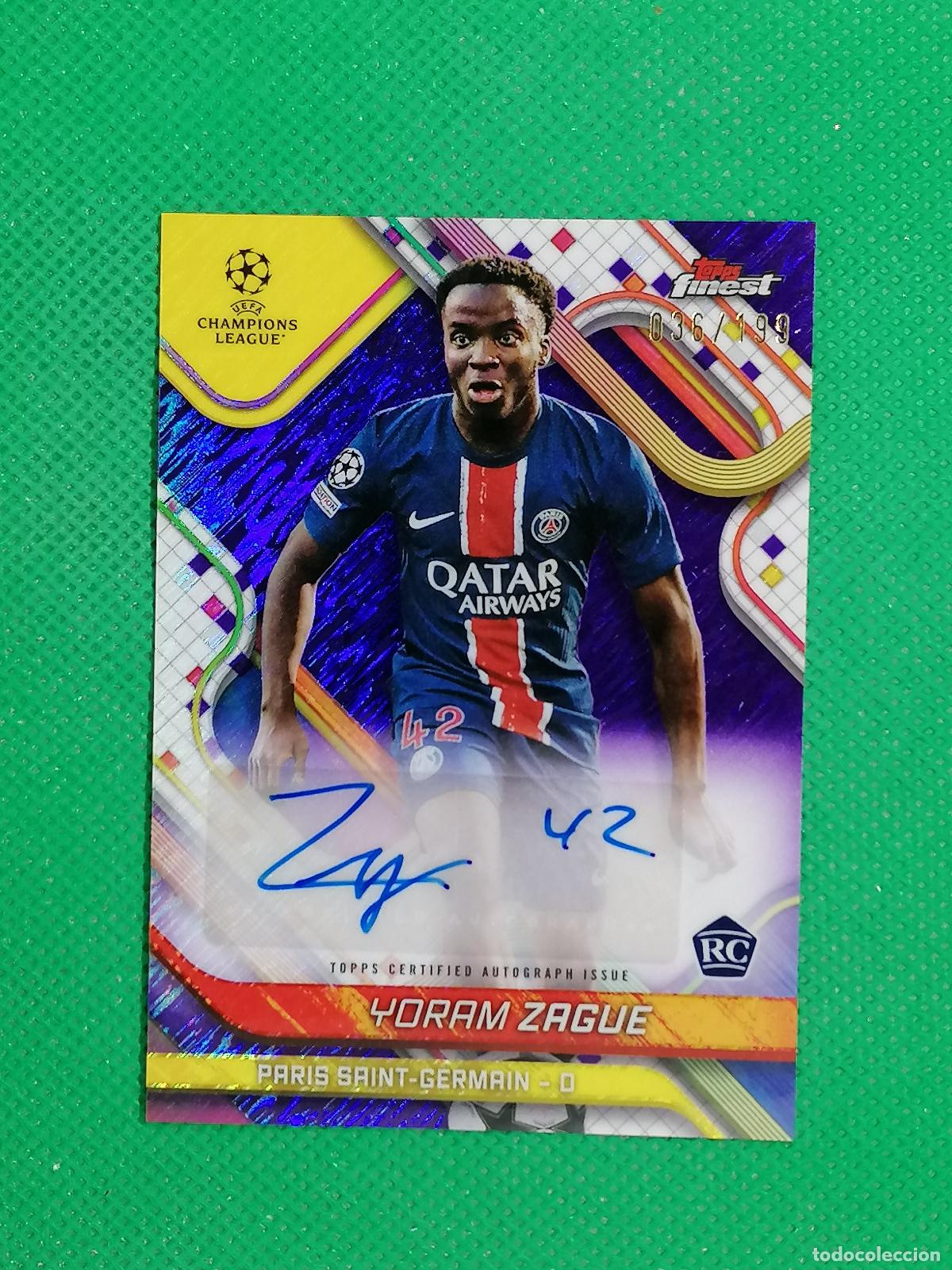 Cromos de F&uacute;tbol: BA-YZ YORAM ZAGUE PARIS PSG /199 ROOKIE AUTO AUTOGRAFH FIRMA ⚽ TOPPS FINEST 24 25 2024 2025 ⚽