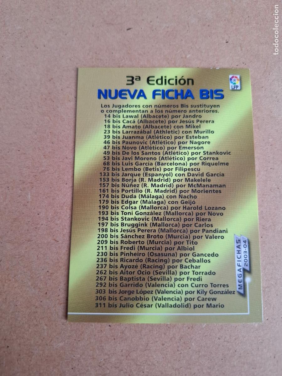 Figurine di Calcio: MEGAFICHAS 2003 2004 03 04 - PANINI - &Iacute;NDICE 3&ordf; EDICI&Oacute;N - (CM)