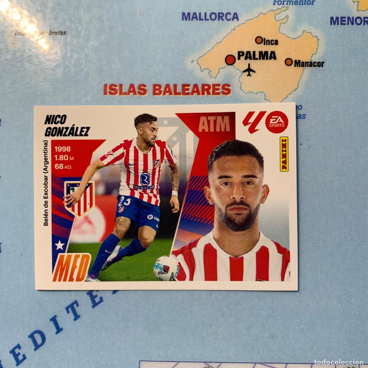 Cromos de F&uacute;tbol: Nico Gonz&aacute;lez coloca n&uacute;mero 12 Bis del Atl&eacute;tico de Madrid cromo liga este 25-26 2025-2026