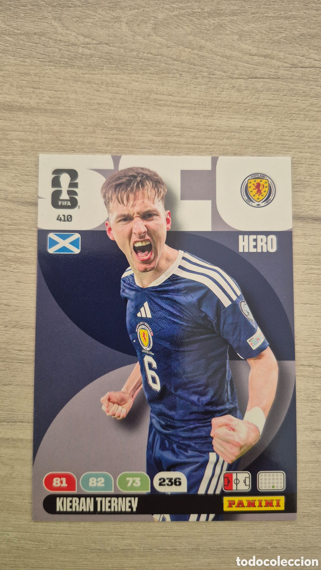 Cartes &agrave; collectionner de Football: N&deg;410 Escocia Kieran Tierney Adrenalyn FIFA World Cup 2026