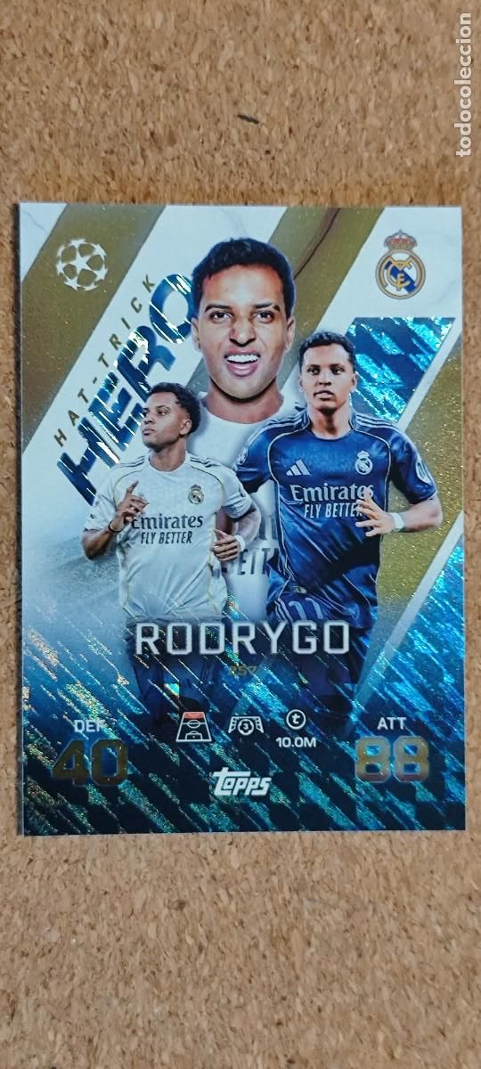 Cromos de F&uacute;tbol: MATCH ATTAX EXTRA 25/26 UCL CARD HAT-TRIC HERO RODRYGO REAL MADRID # 257 TOPPS