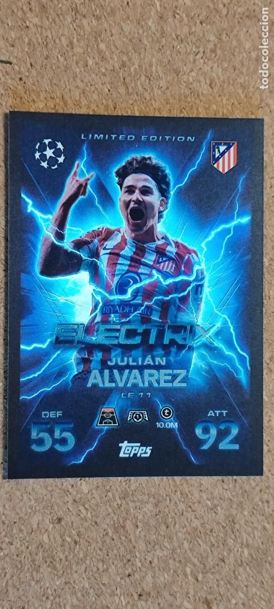 Cromos de F&uacute;tbol: MATCH ATTAX EXTRA 25/26 UCL CARD ELECTRI JULIAN ALVAREZ AT MADRID LIMITED EDITION # LE 11 TOPPS