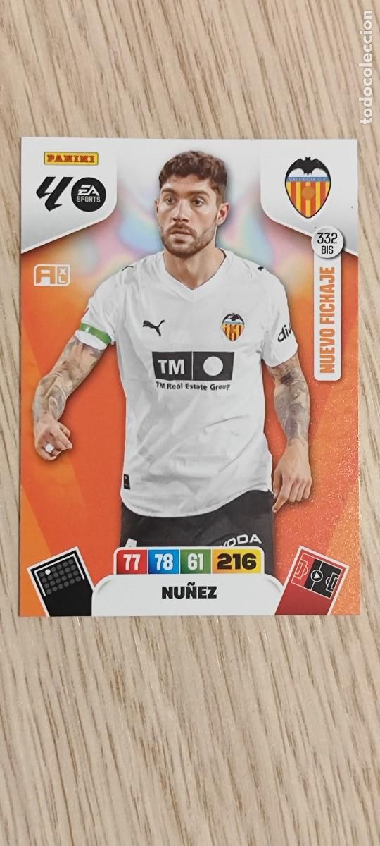 Cromos de F&uacute;tbol: ADRENALYN XL LA LIGA 25/26 CARD NUEVO FICHAJE NU&Ntilde;EZ VALENCIA # 332BIS PANINI