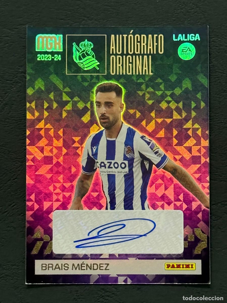 Cromos de f&uacute;tbol: AUTOGRAFO ORIGINAL BRAIS MENDEZ (REAL SOCIEDAD) NUEVO DE SOBRE MEGACRACKS 2023 2024 23 24 PANINI