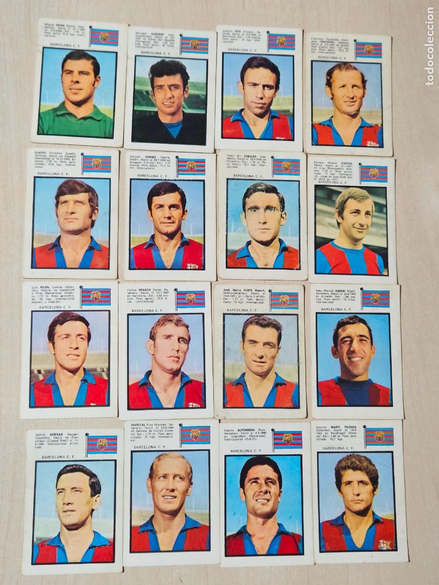Cromos de F&uacute;tbol: F. C. BARCELONA 1971/72 FHER EQUIPO COMPLETO SIN PEGAR - 71/72