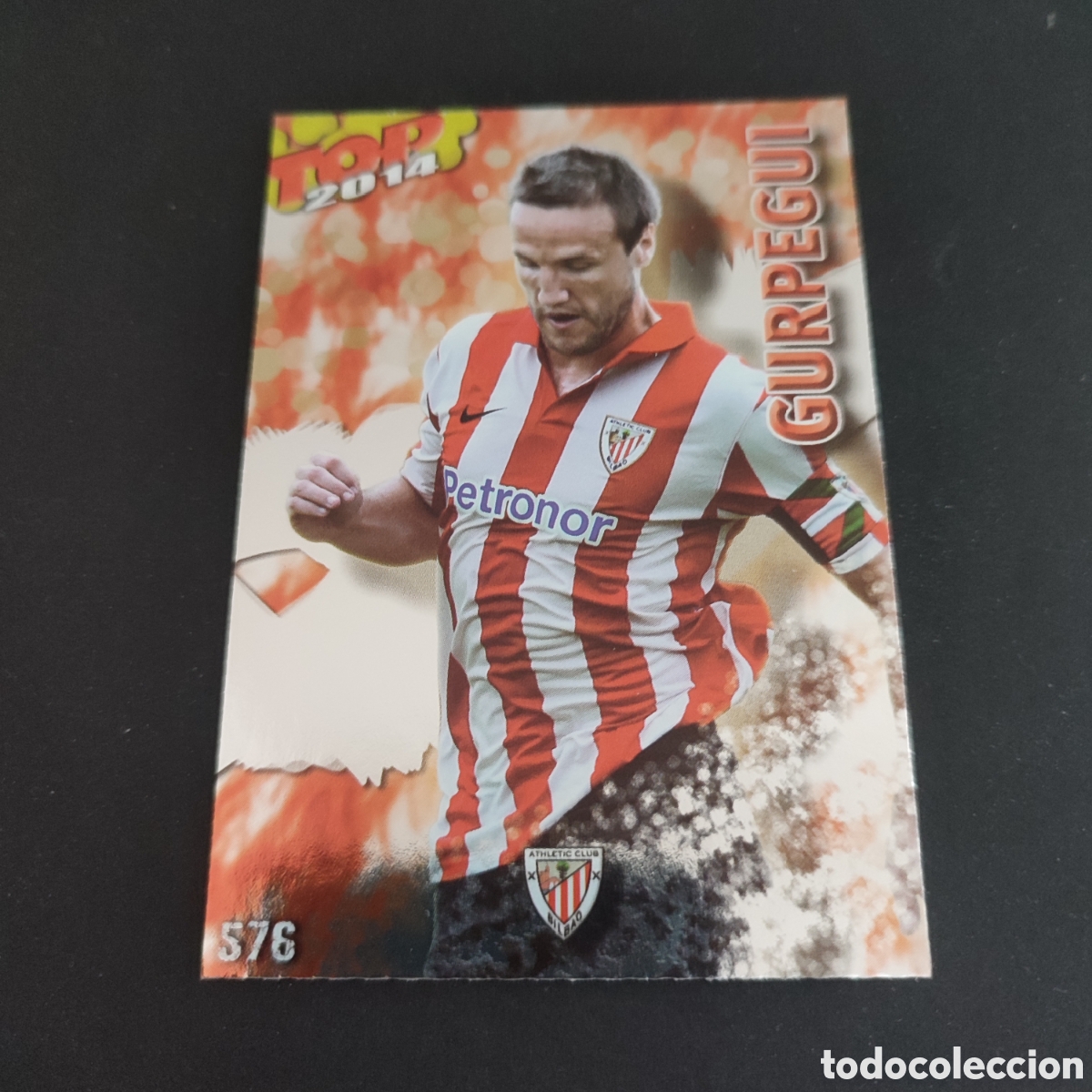 Cromos de F&uacute;tbol: 576 GURPEGUI (ATHLETIC CLUB DE BILBAO) TOP BRILLO LISO ROJO, MUNDICROMO QUIZ GAME LIGA 2013 2014